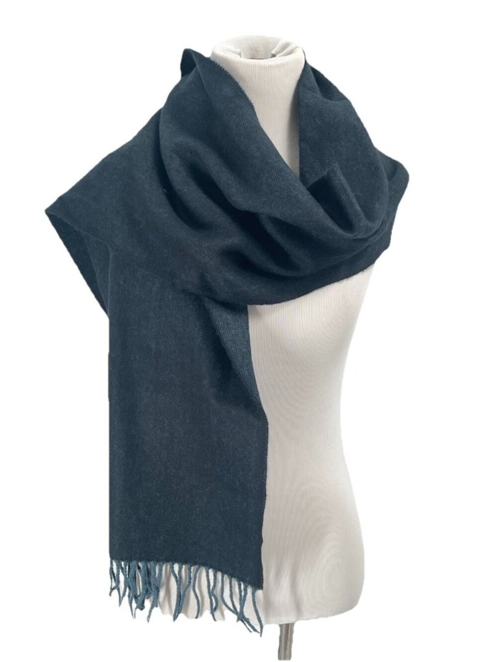 100% Cashmere Scarf Made in Scotland Navy Black Quiet Luxury Preppy